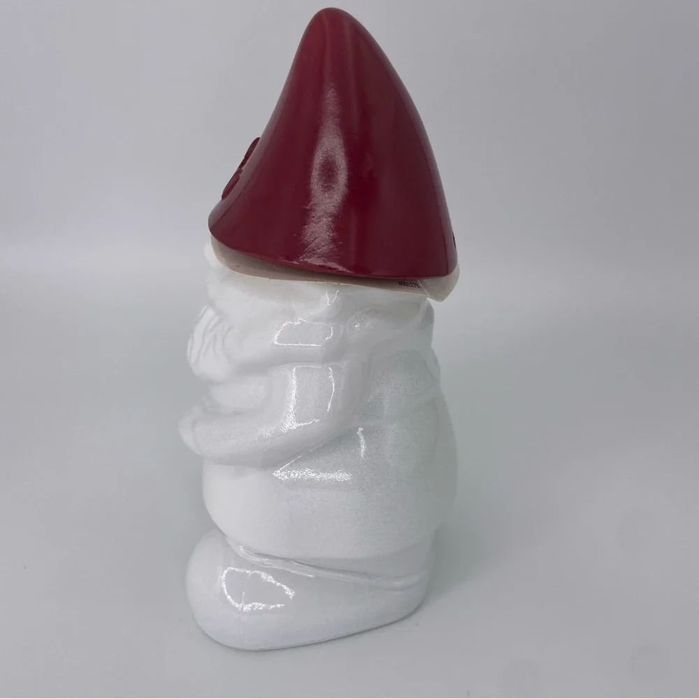 TIKI ceramic White and Red Gnome Oil Lantern Tabletop 7.5”